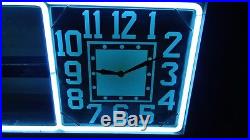 Action Ad Chicago Vtg Neon Lighted Advertising Clock Motion Sign Display WORKS
