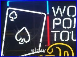 Amber Bock rare vintage Neon Lighted Sign world poker tour beer bar garage 34x26