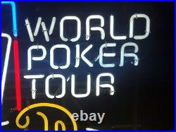 Amber Bock rare vintage Neon Lighted Sign world poker tour beer bar garage 34x26