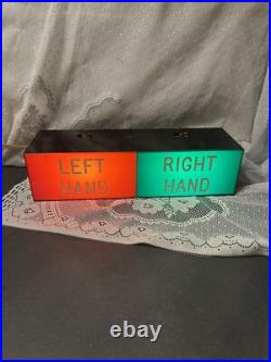 Antique Unusual Plastic Light Up Sign Left Hand Right Hand Medical Works Lost