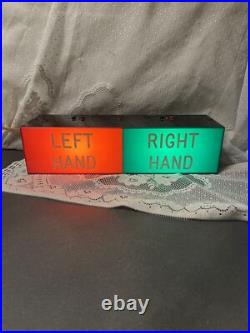 Antique Unusual Plastic Light Up Sign Left Hand Right Hand Medical Works Lost