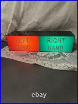 Antique Unusual Plastic Light Up Sign Left Hand Right Hand Medical Works Lost