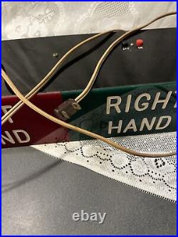 Antique Unusual Plastic Light Up Sign Left Hand Right Hand Medical Works Lost