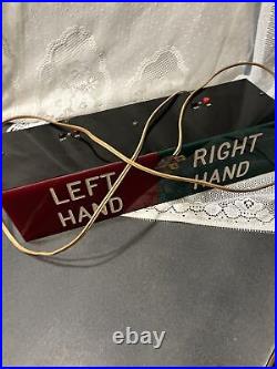 Antique Unusual Plastic Light Up Sign Left Hand Right Hand Medical Works Lost
