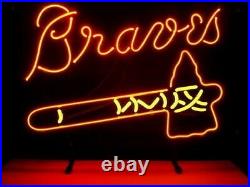 Atlanta Braves Real Glass Vintage Neon Light Sign Beer Bar Shop Decor 17