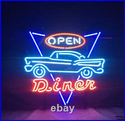 Auto Open Diner Real Neon Light Sign Garage Man Cave Vintage Style Decor 24x20