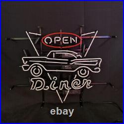 Auto Open Diner Real Neon Light Sign Garage Man Cave Vintage Style Decor 24x20