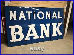 BIG ORIGINAL Vintage NATIONAL BANK Sign PORCELAIN NEON Old Advertising WILL SHIP