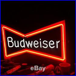 BUDWEISER NEON LIGHT BAR SIGN ANHEUSER BUSH Rare Beer Logo Add VTG Red Bowtie
