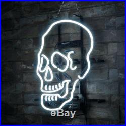 Bar Decor Gift Custom Vintage Skull Shape Neon Sign Porcelain Store Beer