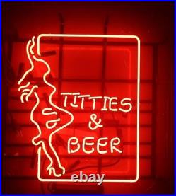 Beauty Live Nudes Titties and Beer Handmade Glass Neon Sign Vintage