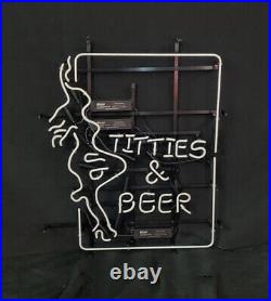 Beauty Live Nudes Titties and Beer Handmade Glass Neon Sign Vintage