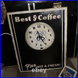 Best 5 Cent Coffee Neon Vintage Clock Metal Decor Wall Light Sign New With Tags