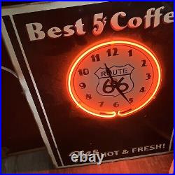 Best 5 Cent Coffee Neon Vintage Clock Metal Decor Wall Light Sign New With Tags