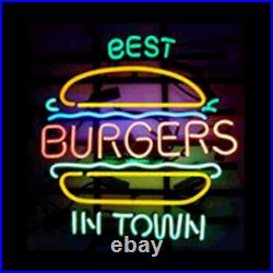 Best Burgers in Town Glass Vintage Neon Light Sign Display Restaurant Wall 19