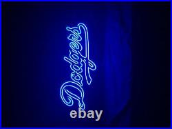 Blue Dodgers Cave Neon Sign Artwork Vintage Glass Bar