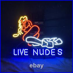 Blue Live Nude Gift 24X20 Neon Sign Gift Artwork Wall Vintage Glass Decor HA