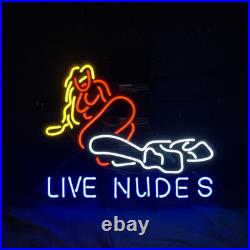 Blue Live Nude Gift 24X20 Neon Signs Gift Artwork Wall Vintage Bar Decor YU