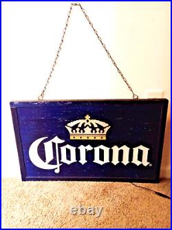 Blue Vintage Gold Crown Corona Neon Light Sign