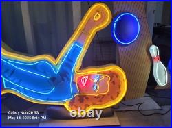 Bowling Girl Vintage Figural NEON wall sign 18' tall with Balls and Pins incl Bowling Girl Vintage Figural NEON wall sign 18' tall with Balls and Pins incl