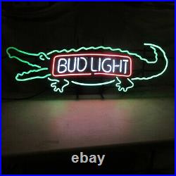 Bud Light Beer Vintage Alligator Neon Bar Sign Authentic Made In USA