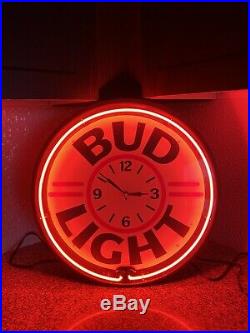 Bud Light Neon Light Clock/Sign Beer Sign Vintage Working