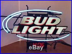 Bud Light Neon Sign & Digital Clock Vintage Refurbished works great Budweiser