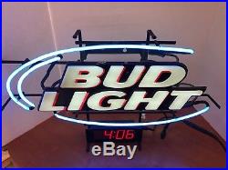 Bud Light Neon Sign & Digital Clock Vintage Refurbished works great Budweiser