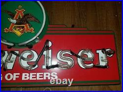 Budweiser Beer Neon Light up Sign Eagle King of Beers 30 bar Vintage Man Cave