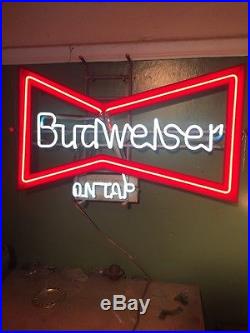 Budweiser On Tap Vintage Neon Bow Tie Sign