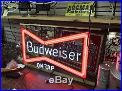 Budweiser On Tap Vintage Neon Bow Tie Sign LOOK