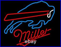 Buffalo Bills Miller 24x20 Neon Sign Handmade Beer Bar Garage Vintage Artwork