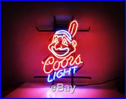 COORS Beer Light Indians Cleveland Vintage Bar Pub Club Lamp Neon Light Sign