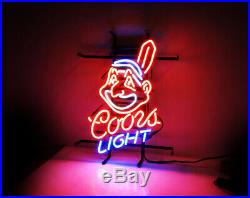 COORS Beer Light Indians Cleveland Vintage Bar Pub Club Lamp Neon Light Sign