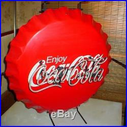CR095 Vtg Coca Cola Coke Commercial Grade 27 Neon Bottle Cap Aluminum Sign