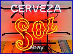Cerveza Sol Neon Sign 17x14 Light Lamp Real Glass Beer Bar Vintage Poster SY