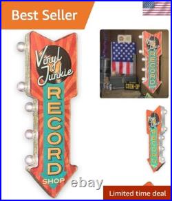 Chic Retro-Inspired Record Shop Marquee Sign Double-Sided LED Light 26x3 Chic Retro-Inspired Record Shop Marquee Sign Double-Sided LED Light 26x3