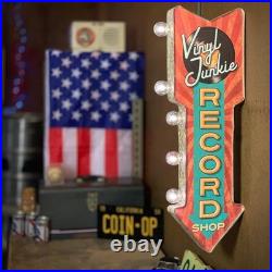 Chic Retro-Inspired Record Shop Marquee Sign Double-Sided LED Light 26x3 Chic Retro-Inspired Record Shop Marquee Sign Double-Sided LED Light 26x3
