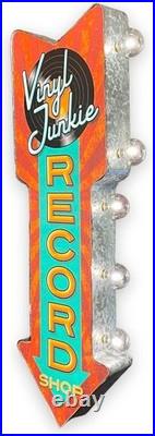 Chic Retro-Inspired Record Shop Marquee Sign Double-Sided LED Light 26x3 Chic Retro-Inspired Record Shop Marquee Sign Double-Sided LED Light 26x3