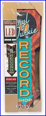 Chic Retro-Inspired Record Shop Marquee Sign Double-Sided LED Light 26x3 Chic Retro-Inspired Record Shop Marquee Sign Double-Sided LED Light 26x3