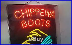Chippewa Boots USA Vintage NEON Sign Advertising Display. 32x21. American Indian