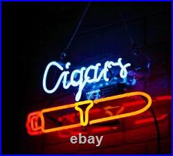 Cigars Display Real Glass Neon Sign Vintage Man Cave Room Decor Lamp