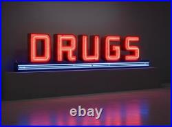Circa 1940s Vintage Neon D R U G S Sign