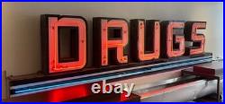 Circa 1940s Vintage Neon D R U G S Sign