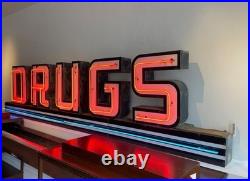 Circa 1940s Vintage Neon D R U G S Sign