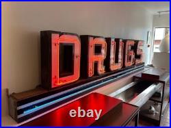 Circa 1940s Vintage Neon D R U G S Sign