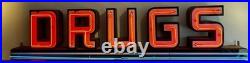 Circa 1940s Vintage Neon D R U G S Sign Circa 1940s Vintage Neon D R U G S Sign