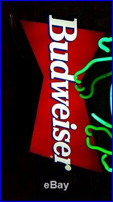 Classic Vintage Budweiser Frog Neon Sign 19 1995 Advertising Beer Sign