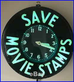 Classic Vintage Neon Movie Theatre Clock Impressive 22 Sign Display