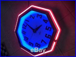 Cleveland 8 sided clock Electric neon clock vintage sign gas station restored